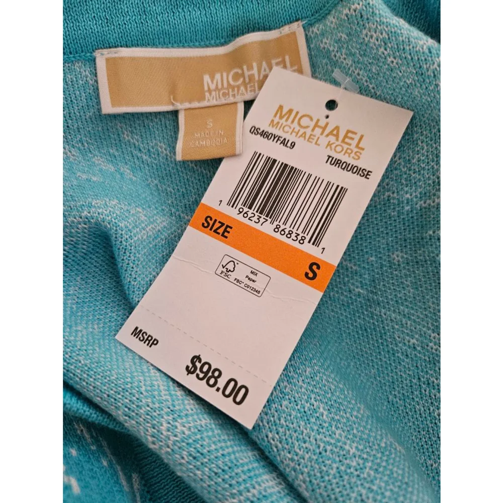 NWT Michael Kors Short Sleeve Blue Sweater-Small